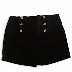a'gaci Black Mini Shorts Nautical Buttons Stretchy S/M